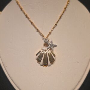 Brighton Gold and White Seashell Necklace with Starfish Charm